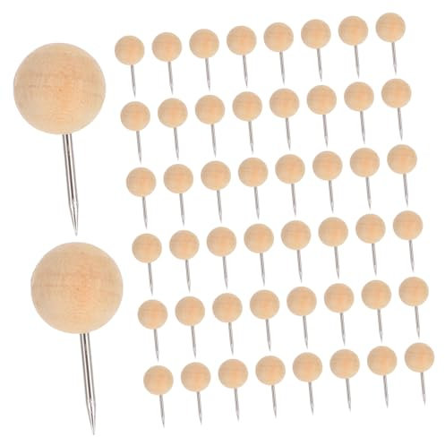 STOBOK 100stücke Holz Pinnnadeln Rund Naturholz Reißzwecken Für Pinnwand Korktafel Büro Memo Karten Fotos DIY Bastelprojekte Zuhause Und Büro