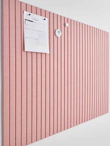 VIVELDA Large Cork Boards for Walls Black Felt Alternative - Slat Wall Paneling, Bulletin Board Tiles for Home Decor, Push Pin Corkboard Organizer for Office or Classroom-12-Pack Panel Kit (Coral)