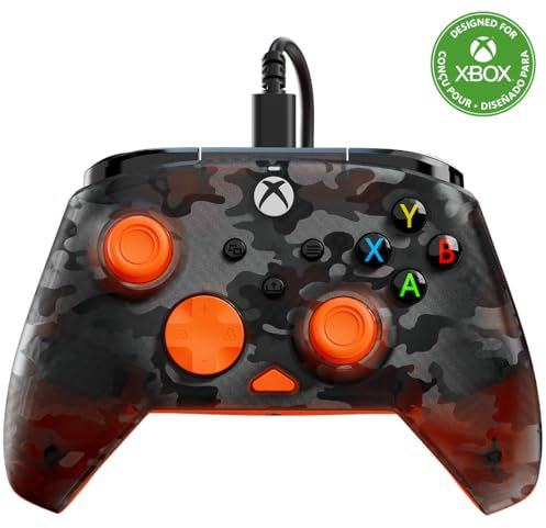 Turtle Beach Rematch Core Ghost Camo Nero/Arancione - Gamepad cablato - Con licenza per Xbox Series XS, Xbox One e PC - Pulsanti audio, motori Rumble e grilletti a impulsi, cavo da 3 m