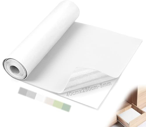 Mbsomnus Filz Selbstklebend 3 mmx 230 cmx40 cm Klebefilz Selbstklebend Filzstoff Weiß Nadelfilz Meterware Filzmatte für Camper Dachhimmel Stoff Wandverkleidung Möbel Schubladenmatte DIY