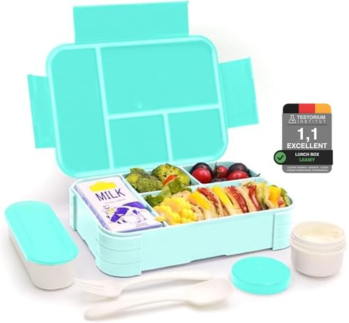 IJIAMY Brotdose Kinder mit Fächern, Bento Box Kinder, Auslaufsicher Lunchbox Kinder, Brotbox für Mädchen & Jungen, Snackbox, Perfekt für Schule, Kindergarten & Ausflüge