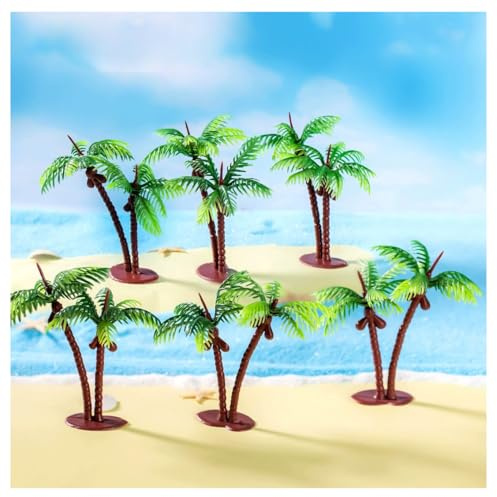 Künstliche Kokospalme 6 Stück 6,5cm Miniatur Palmen Kunststoff Modell Landschaftsbau Kokosnuss Palme Klein Miniatur-Blumentöpfe Bonsai Aquarium Dekoration für Mini Landschaft Landschaftsgestaltung