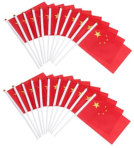Abaodam 50stücke Teiliges Kleine Handgehaltene China Nationalflaggen Aus Polyester Mit Stab Robuste Rote Fahnen Für Partys Festivals Sportveranstaltungen Und Patriotische Anlässe