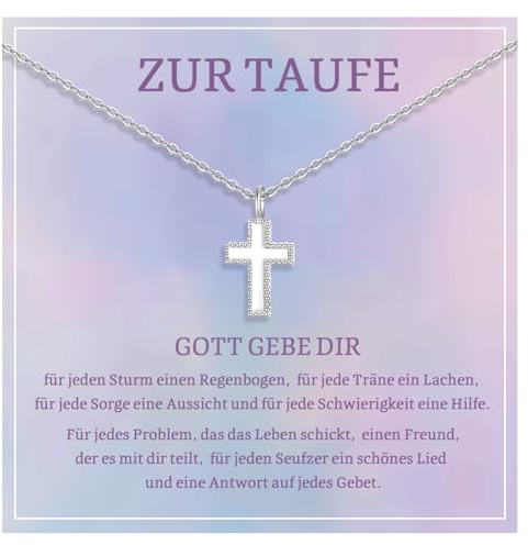 Collana con ciondolo a forma di croce, in vero argento Sterling 925, con ciondolo a forma di croce, per la nascita, la prima comunione, la cresima, il battesimo per ragazze e ragazzi, Argento sterling