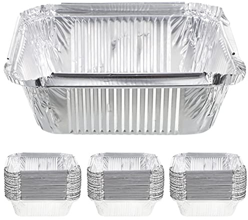HIAKDOFT 30 Piezas Bandejas de Aluminio Desechables para Barbacoa y Camping Recipientes de Hornear Portátiles Aptas para Microondas y Freidoras de Aire Gran Capacidad y Diseño Práctico