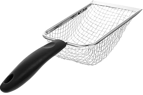 Abaodam Cuchara de Arena para Mascotas Inoxidable con Mango Colador de Arena para Reptiles y Gatos Herramienta de Limpieza para Terrarios