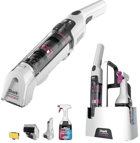Shark StainForce Cordless Spot Cleaner Lightweight & Portable Spot, Stain, & Odour Eliminator for Carpets, Upholstery, Cars, with Storage Caddy, Accessories and 500ml Cleaning Solution, HX100UKT