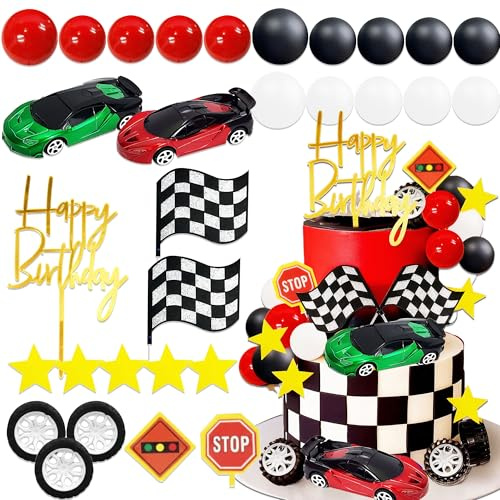 voiture de course décorations de gâteau de voiture décoration de gâteau | voiture de course décorations de gâteau de voiture décoration de gâteau drapeau à carreaux growing up two fast birthday
