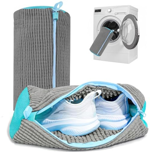 2PCS Washing Machine Bags for Trainers, Reusable Shoe Wash Bag with Zipper | Microfiber Lining | 360° Deep Clean | Anti-Tangle Mesh Laundry Bags for Trainers, Sneakers & Running Shoes