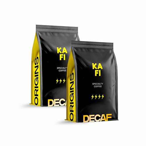 KAFI Café en Grano de Especialidad Descafeinado 1kg (2x500g) - 100% Arábica Natural - Notas de Jazmín, Cítricos y Chocolate - Cuerpo Equilibrado - Ideal para Cafetera Superautomática y Molinillo