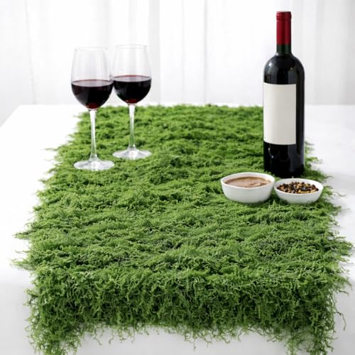 FSZNKJ 1 Pcs Fake Moss Table Runner for Crafts 19.68×78.74inch Artificial Moss Sheet Roll Waterproof Carpet Blanket for Wall Roof Garden Wedding Birthday Party Table Decoration