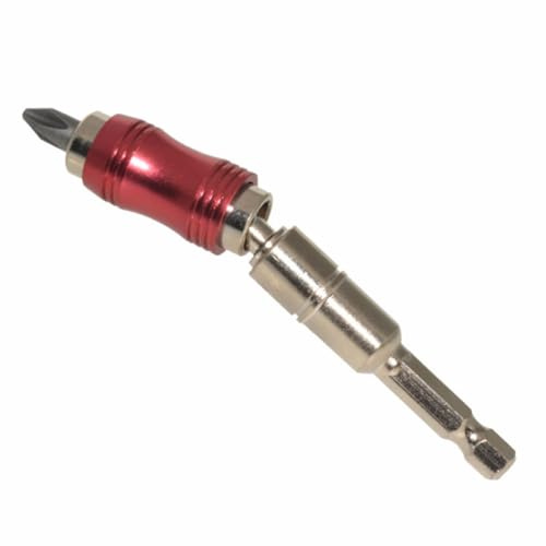 MAGICLULU 1/4 Hex Shank Magnetic Drill Bit Extension Rod Quick Adapter Shaft with Multi-angle Pivot for Electric Drill and Impact Driver, Red and Silver