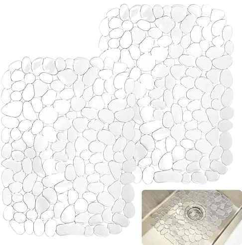 2 PCS Sink Protector Mat, 40x30cm Cuttable Sink Protector, Non-Slip Sinks Drainer Mat for Kitchen Stainless Steel Sinks, for Dishes and Glassware