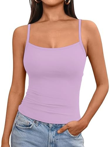 Adooadoo Women's Vest Top Summer Solid Color Spaghetti Strap Tank Top Ladies Casual Basic Sleeveless Camisole Y2K Streetwear