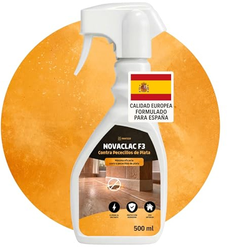 NOVACLAC F3 Mata Pececillos de Plata – Spray Insecticida 500 ml PT18 – Elimina pececillos de plata al instante – Protección duradera – Uso interior y exterior – Calidad europea formulada para España