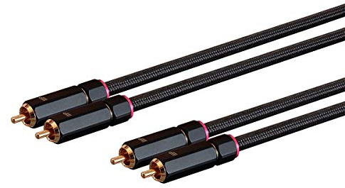 Monoprice Male RCA Two Channel Stereo Audio Cable - Gold Plated Connectors, Double Shielded, 6 Feet, Black - Onix Series