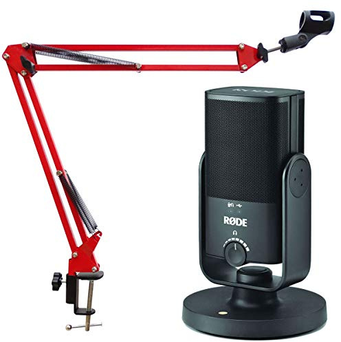 Rode NT-USB MINI USB-Studio-Kondensatormikrofon + keepdrum NB35RD Rot Gelenkarm
