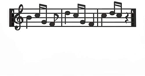 Balvi Appendino parete Musik Colore nero A forma di spartito musicale con chiave di violino Viti incl