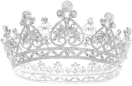 FRCOLOR Strass Kristall Krone Braut Hochzeit Tiara Braut Haar Zubehör für Hochzeitswettbewerb Geburtstag Abschlussball (Silber)