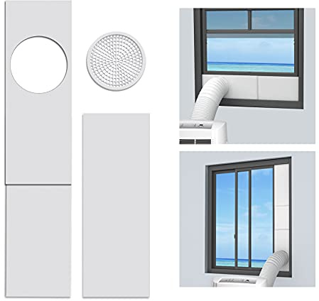 LBG Products Kit de placas de sellado de ventana para unidades de aire acondicionado portátiles, kit de ventilación de aire acondicionado de plástico para ventanas y puertas correderas, paneles de