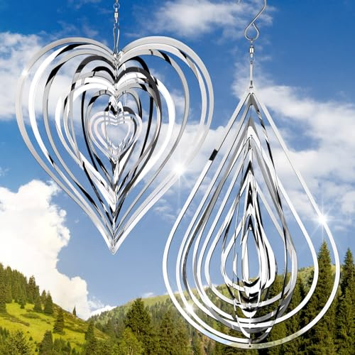 Jetec 2 Pcs Reflective Wind Spinners Outdoor Woodpecker Devices, Silver