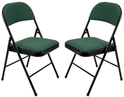 Meta Steel Frame with Fabric Seat Padded Office Work Study Party Dining Folding Chair (2, Green)