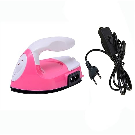Fyearfly Mini Plancha de cerámica de Vapor portátil para Ropa, 180 Grados máximo para Manualidades artísticas, Ropa, Diamantes de imitación Calientes, Enchufe Europeo de 220V Rosa