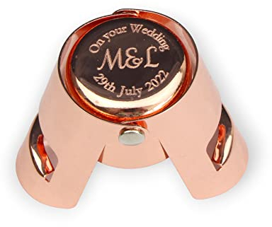Personalised Rose Gold Engraved Prosecco & Champagne Stopper (Rose Gold - Initials Design)