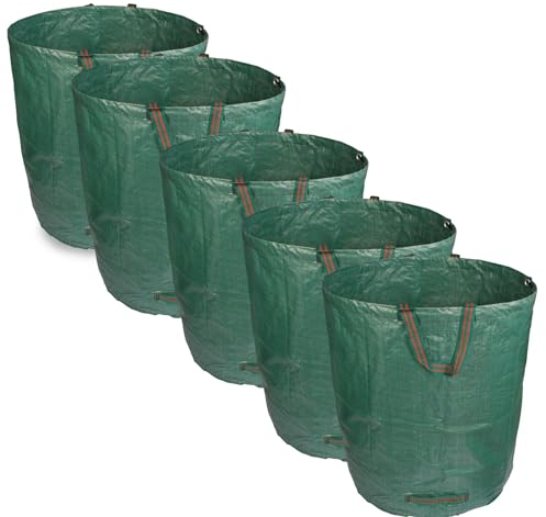 Julido 5er Set Gartensäcke – 272L Wiederverwendbare Laubsäcke mit Griffen – Robuste Gartenabfallsäcke für Laub, Gras und Gartenabfälle