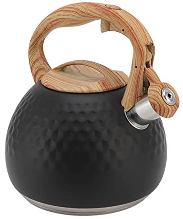 OKJHFD Bouilloire Sifflante, Bouilloire à Thé en Acier Inoxydable 3L pour Cuisinière à Gaz, Bouilloire Artisanale à ébullition Rapide pour Cuisinière Domestique, Cuisinière à Gaz, Cuisine(Noir)