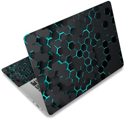 NXZGO 12.1-15.6 Inch Laptop Skin Decal, Universal Reusable Vinyl Laptop Cover Sticker, Waterproof Art Decal Protector in Black Honeycomb