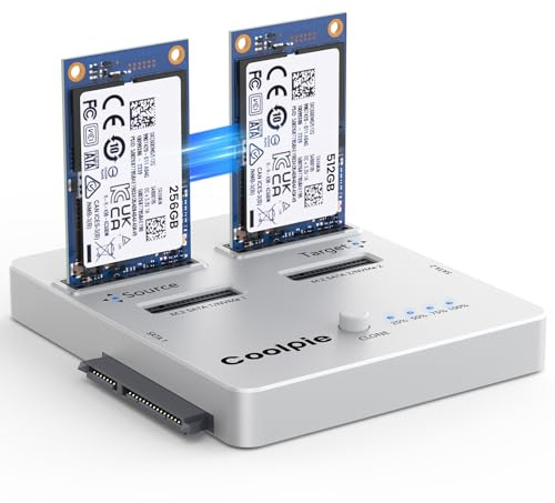 Coolpie Duplicador NVMe/SATA 3 en 1: USB 3.2 Gen 2x2, Aluminio, Plateado | Lector USB 3.2 Gen2 x 2 M.2, compatible con disco duro SATA de 2.5 pulgadas/3.5 pulgadas
