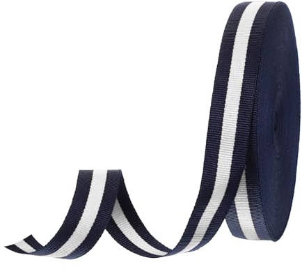 PATIKIL 6/8 Marine Blanc Ruban Gros-Grain Rayé, 25 Yard Ruban en Tissu Polyester à Rayures Double Face pour Emballage Cadeau, Fabrication de Nœuds, Vêtements, Décorations de Noël