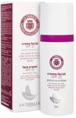 Crema facial pieles sensibles SPF25 – La Chinata - Hidratación y protección solar – Reduce irritación y enrojecimiento – Textura ligera no grasa – Ingredientes naturales – Uso diario - 50ml