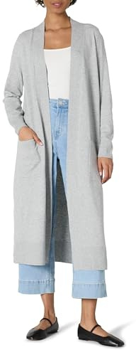 Amazon Essentials Women's Lightweight Floor Length Longline Cardigan, Medium Grey Heather, L