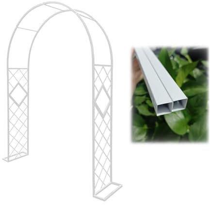 Arche de jardin en métal - Treillage extérieur pour plantes grimpantes, décoration de cérémonie de mariage, pergola à montage rapide, résistant aux intempéries, largeur réglable 140-340 cm (blanc, 140
