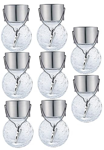 Luxshiny Lámpara Solar Colgante Bola De Grietas 8 Piezas Vidrio Acero Inoxidable Para Jardín Patio Exterior