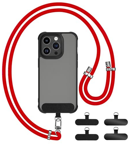 GanYesin Cordón Universal Teléfono, Correa Ajustable de Nailon Hombre y Mujer (No Incluye Funda), Compatible Todos los Smartphones Funda para Actividades Aire Libre, Viajes Transporte (Rojo)