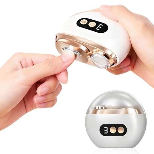 Focenat Coupe Ongle Electrique,2 En 1 Coupe-Ongles Automatique,3 Vitesses,Coupe ongle electrique pour pied,Coupe Ongle Lime Électrique,avec Lumière LED,Pour Bébés,Adultes,Personnes Âgées (Blanc)