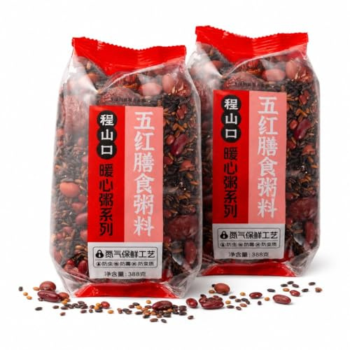 Lot De 2 Mélanges Bouillie À Cinq Grains Rouges, 388 G Chacun – Céréales Multigrains Riches En Nutriments For Petit-déjeuner Et Bien-être, Faciles Cuire, Refermables