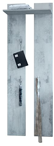 Vladon Wandpaneel 170, Made in Germany, Garderobenpaneel bestehend aus 2 Paneelen und 1 Ablagefläche, Beton Oxid Optik (57 x 170 x 20 cm)