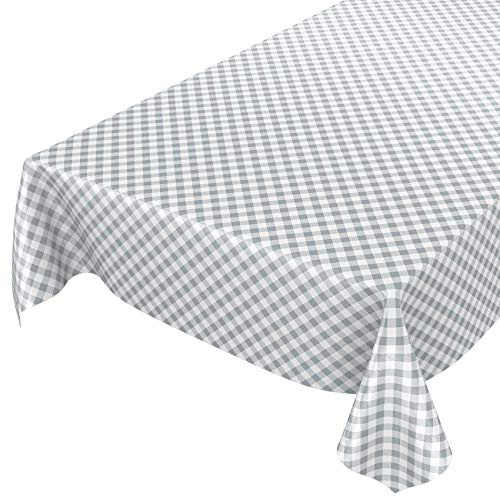 Oljeduk bordsduk, vax, tvättbar, rutig, vaxduk, grå, 100 x 140 cm