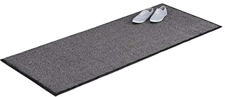 Relaxdays Schmutzfangmatte grau, Fußmatte Innen, Schmutzmatte groß, Fußabtreter dünn, Türmatte 80x200 cm, schwarz-grau
