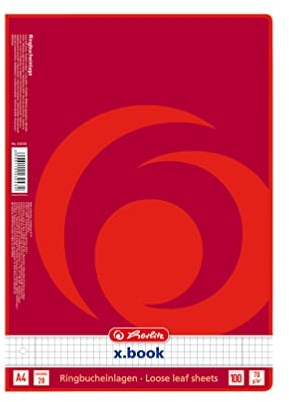 Herlitz 432435 Ringbucheinlage A4, 100 Blatt, Lineatur 28 (kariert mit 2 Rändern), 5 Packungen