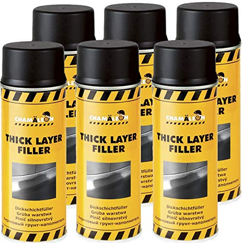 Chamäleon 1K DICKSCHICHTFÜLLER 400ml Spray FÜLLER Thick Layer GRUNDIERUNG (Schwarz, 6)