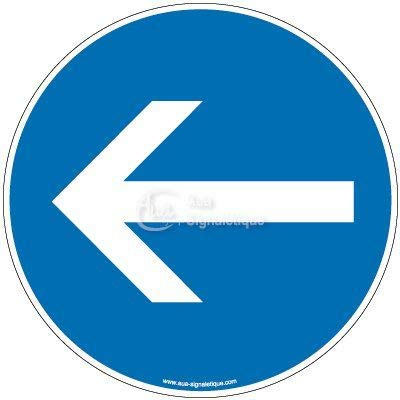 AUA SIGNALETIQUE - Panneau sens obligatoire gauche - Ø 330 mm, PVC 1.5mm