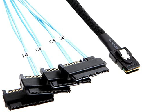 chenyang Câble de disque SAS cible Mini SAS SFF-8087 36 broches 1 à 4 SAS SFF-8482 0,5 m