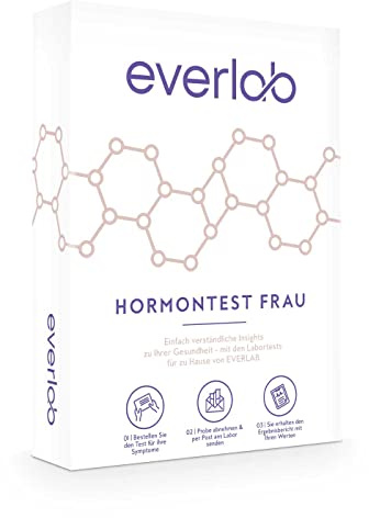 EVERLAB Hormontest Frau – 5 wichtige Hormone schnell & einfach prüfen | Speicheltest für Östradiol, Progesteron, DHEA, Testosteron und Cortisol| Selbsttest für Zuhause