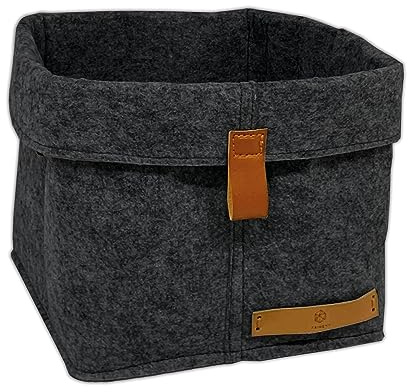 FRIHET® Filz Aufbewahrungskorb für KALLAX Regal | Ordnungsbox in Anthrazit | Filztasche Organizer | 1 Stück Gr. 1 | vielseitig einsetzbar und platzsparend verstaubar