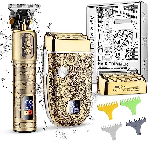 Haarschneidemaschine Profi Folienrasierer 1 Set, Haarschneider Rasierer Herren Elektrisch Elektrischer Barttrimmer, Präzisionstrimmer T-Blade Trimmer Elektrorasierer Mit Führungskämmen